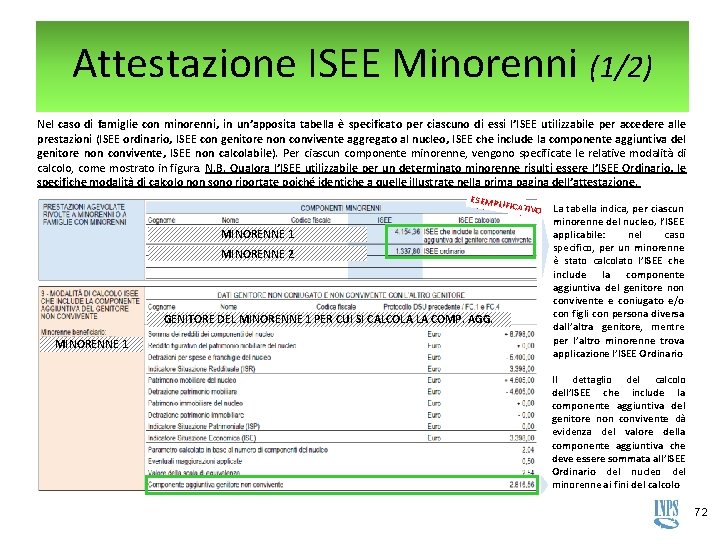 Attestazione ISEE Minorenni (1/2) Nel caso di famiglie con minorenni, in un’apposita tabella è Attestazione ISEE Minorenni (1/2) Nel caso di famiglie con minorenni, in un’apposita tabella è