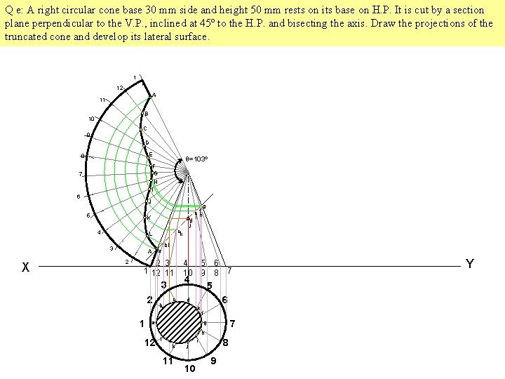 Q e: A right circular cone base 30 mm side and height 50 mm