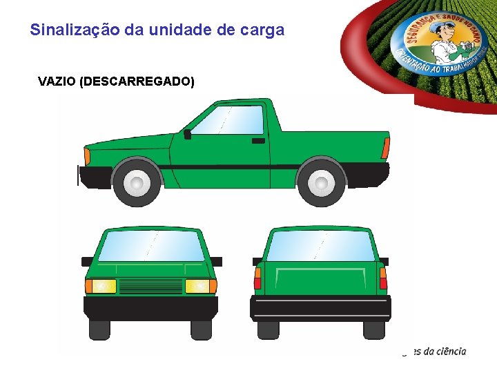 Sinalização da unidade de carga VAZIO (DESCARREGADO) Sinalização da unidade de carga VAZIO (DESCARREGADO)