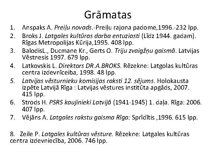 Grāmatas 1. Anspaks A. Preiļu novads. -Preiļu rajona padome, 1996. -232 lpp. 2. Broks