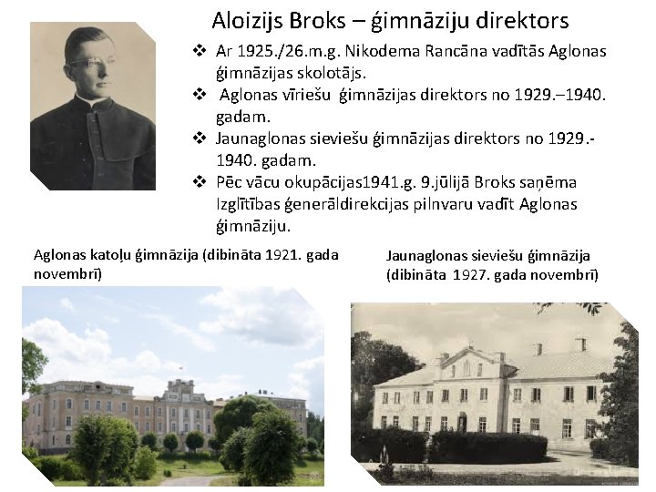 Aloizijs Broks – ģimnāziju direktors v Ar 1925. /26. m. g. Nikodema Rancāna vadītās