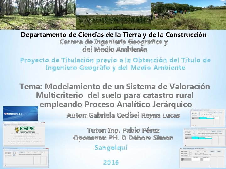 Departamento de Ciencias de la Tierra y de la Construcción Proyecto de Titulación previo