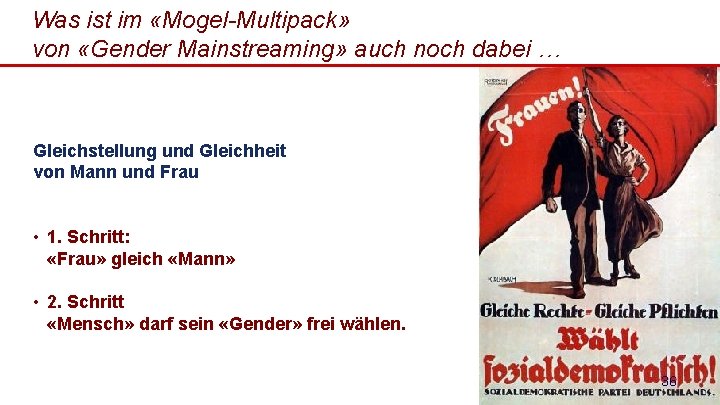Was ist im «Mogel-Multipack» von «Gender Mainstreaming» auch noch dabei … Gleichstellung und Gleichheit