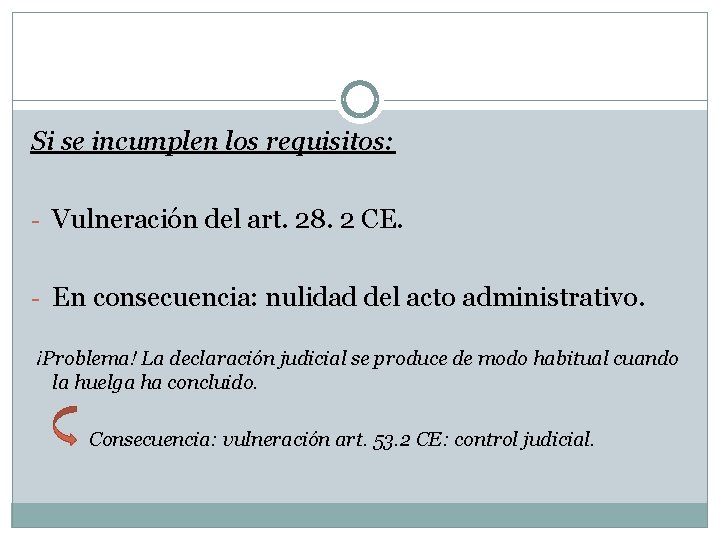 Si se incumplen los requisitos: - Vulneración del art. 28. 2 CE. - En