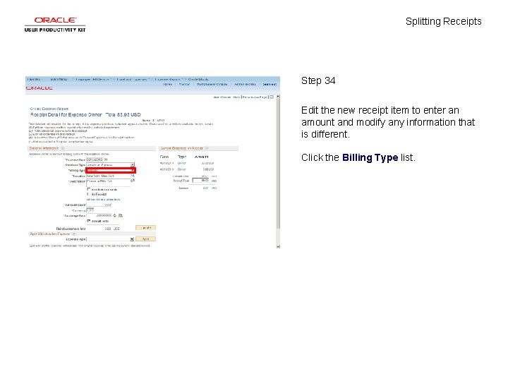 Splitting Receipts Step 34 Edit the new receipt item to enter an amount and