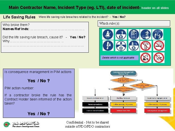 Main Contractor Name, Incident Type (eg. LTI), date of incident. Main contractor name –