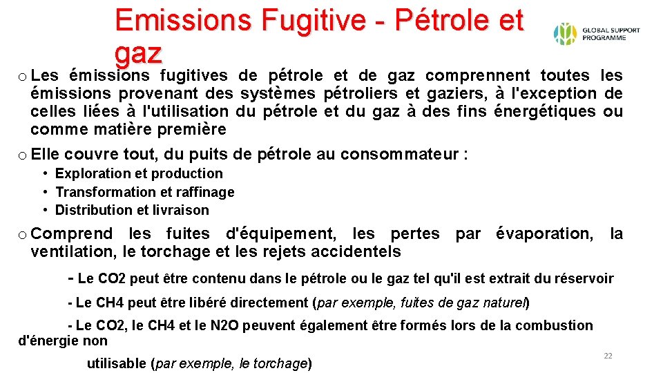 Emissions Fugitive - Pétrole et gaz o Les émissions fugitives de pétrole et de