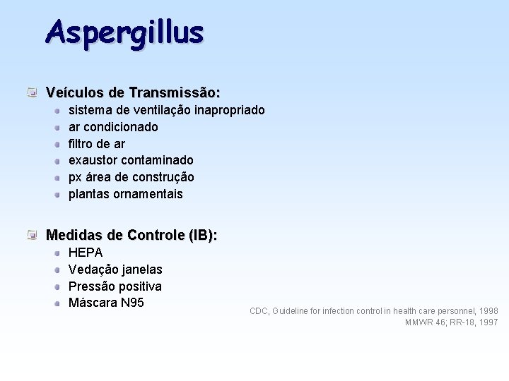 Aspergillus Veículos de Transmissão: sistema de ventilação inapropriado ar condicionado filtro de ar exaustor