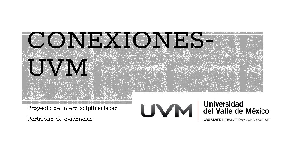 CONEXIONESUVM Proyecto de interdisciplinariedad Portafolio de evidencias 