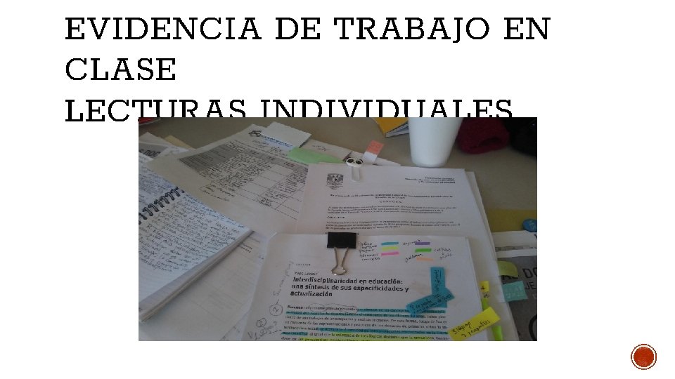 EVIDENCIA DE TRABAJO EN CLASE LECTURAS INDIVIDUALES 