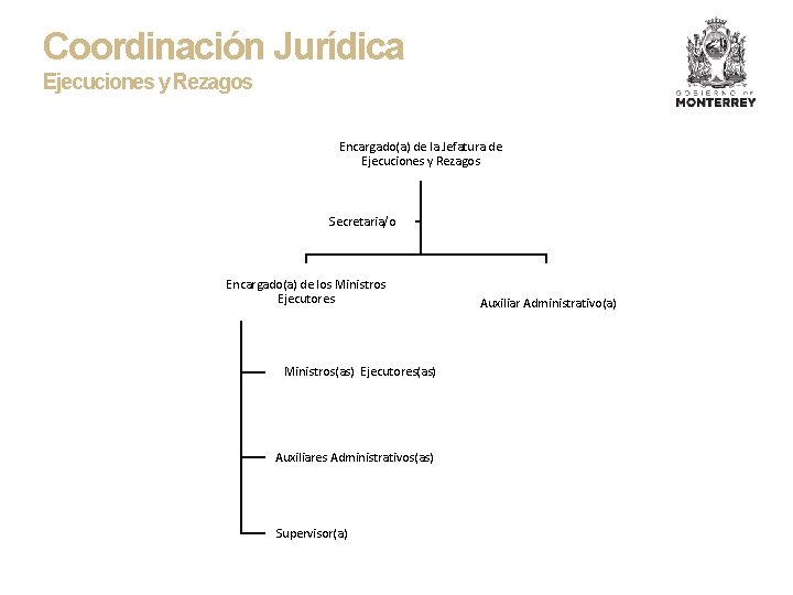 Coordinación Jurídica Ejecuciones y Rezagos Encargado(a) de la Jefatura de Ejecuciones y Rezagos Secretaria/o