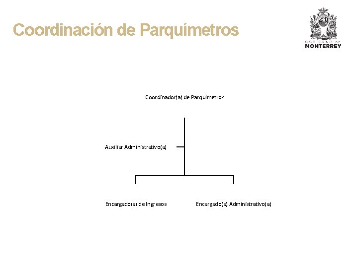 Coordinación de Parquímetros Coordinador(a) de Parquímetros Auxiliar Administrativo(a) Encargado(a) de Ingresos Encargado(a) Administrativo(a) 