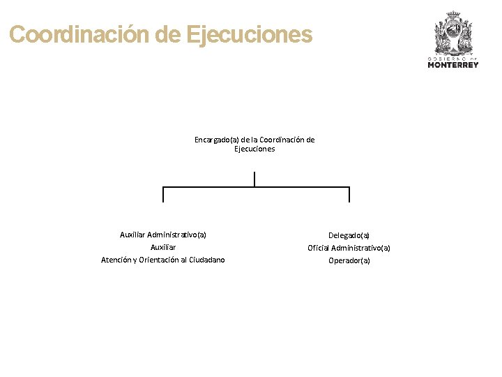 Coordinación de Ejecuciones Encargado(a) de la Coordinación de Ejecuciones Auxiliar Administrativo(a) Auxiliar Atención y