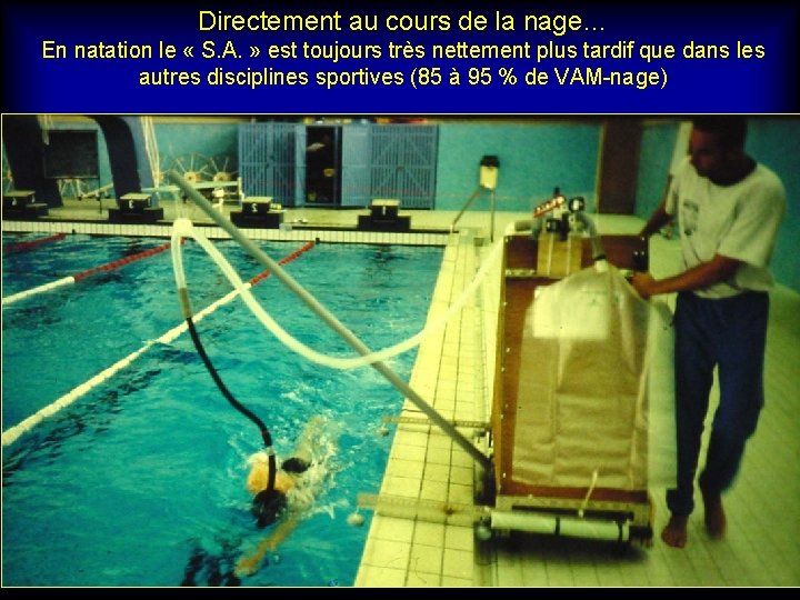 Directement au cours de la nage… En natation le « S. A. » est