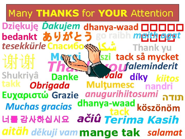 Many THANKS for YOUR Attention Dziękuję Ďakujem dhanya-waad ������ agat bedankt ありがとう go raibh