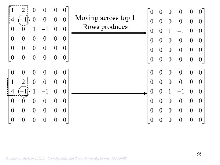 Moving across top 1 Rows produces 56 