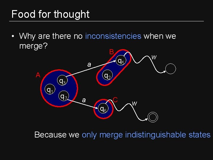 Food for thought • Why are there no inconsistencies when we merge? B q Food for thought • Why are there no inconsistencies when we merge? B q