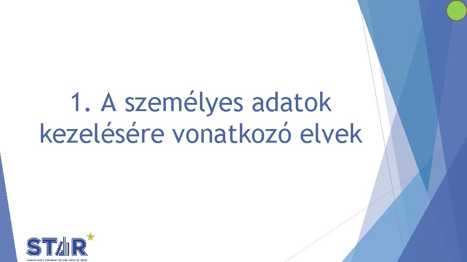 1. A személyes adatok kezelésére vonatkozó elvek 
