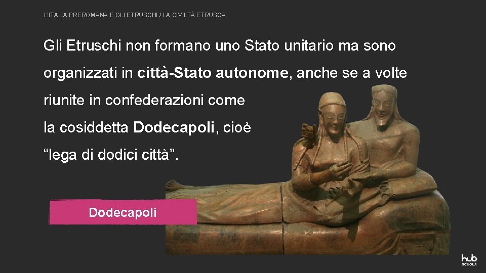 L’ITALIA PREROMANA E GLI ETRUSCHI / LA CIVILTÀ ETRUSCA Gli Etruschi non formano uno