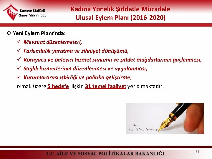 Kadının Statüsü Genel Müdürlüğü Kadına Yönelik Şiddetle Mücadele Ulusal Eylem Planı (2016 -2020) v