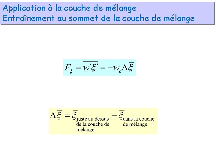 Application à la couche de mélange Entraînement au sommet de la couche de mélange