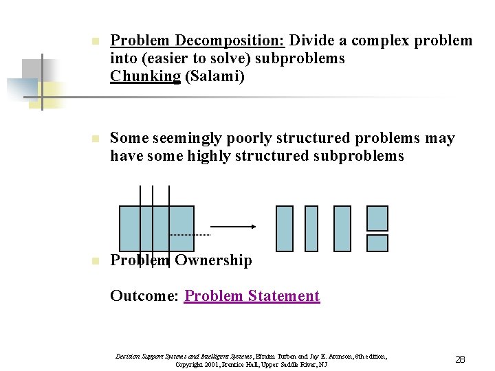 n Problem Decomposition: Divide a complex problem into (easier to solve) subproblems Chunking (Salami)
