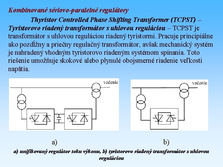 Kombinované sériovo-paralelné regulátory Thyristor Controlled Phase Shifting Transformer (TCPST) – Tyristorovo riadený transformátor s