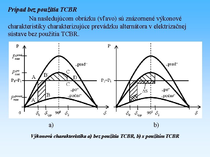 Prípad bez použitia TCBR Na nasledujúcom obrázku (vľavo) sú znázornené výkonové charakteristiky charakterizujúce prevádzku