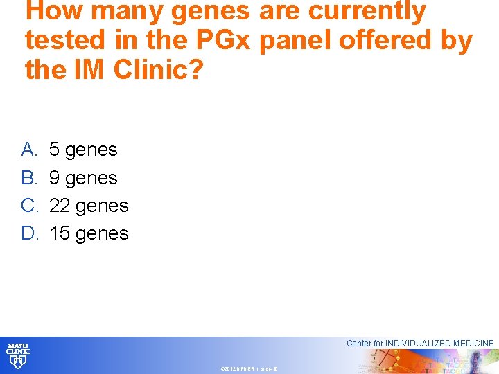 How many genes are currently tested in the PGx panel offered by the IM