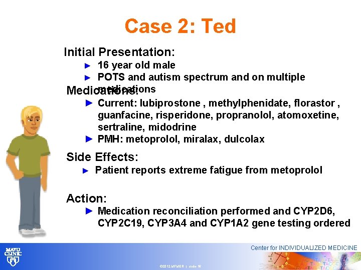 Case 2: Ted Initial Presentation: 16 year old male POTS and autism spectrum and
