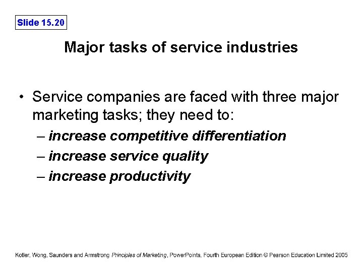 Slide 15. 20 Major tasks of service industries • Service companies are faced with