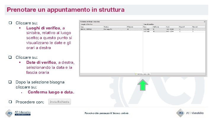 Prenotare un appuntamento in struttura ❑ Cliccare su: § Luoghi di verifica, a sinistra,