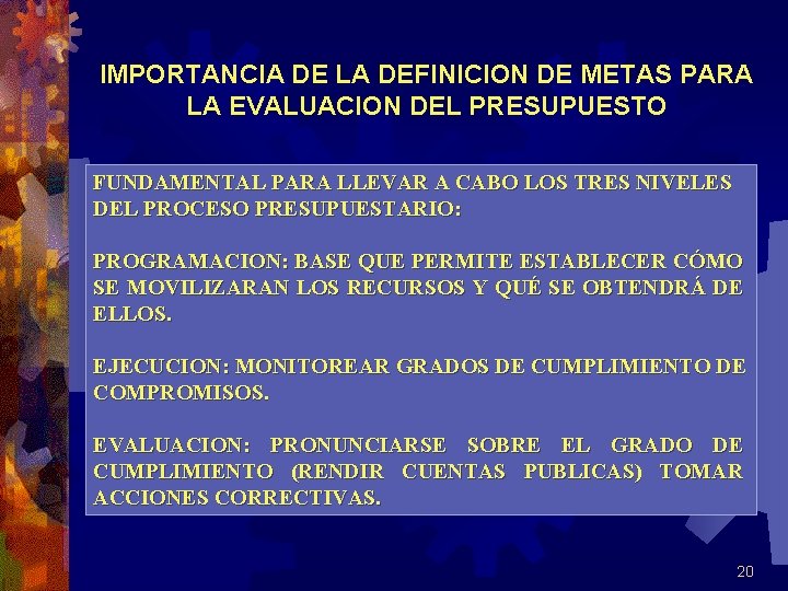 IMPORTANCIA DE LA DEFINICION DE METAS PARA LA EVALUACION DEL PRESUPUESTO FUNDAMENTAL PARA LLEVAR