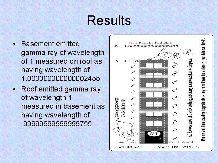 Results • Basement emitted gamma ray of wavelength of 1 measured on roof as