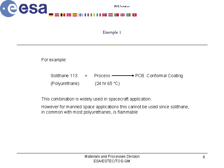 SME Initiative Example 1 For example: Solithane 113 (Polyurethane) + Process PCB Conformal Coating