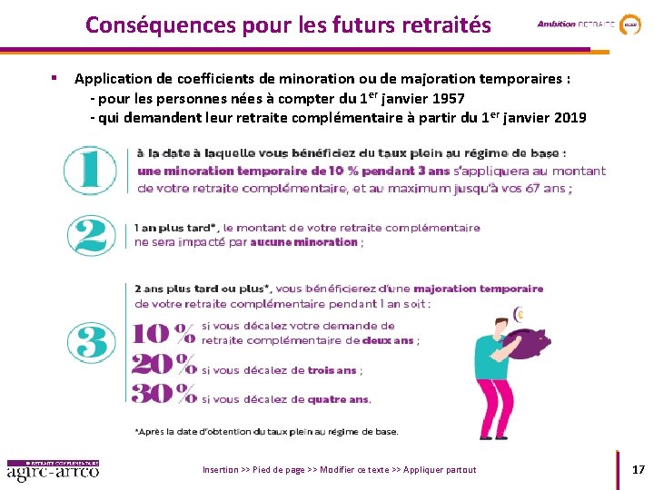 Conséquences pour les futurs retraités § Application de coefficients de minoration ou de majoration