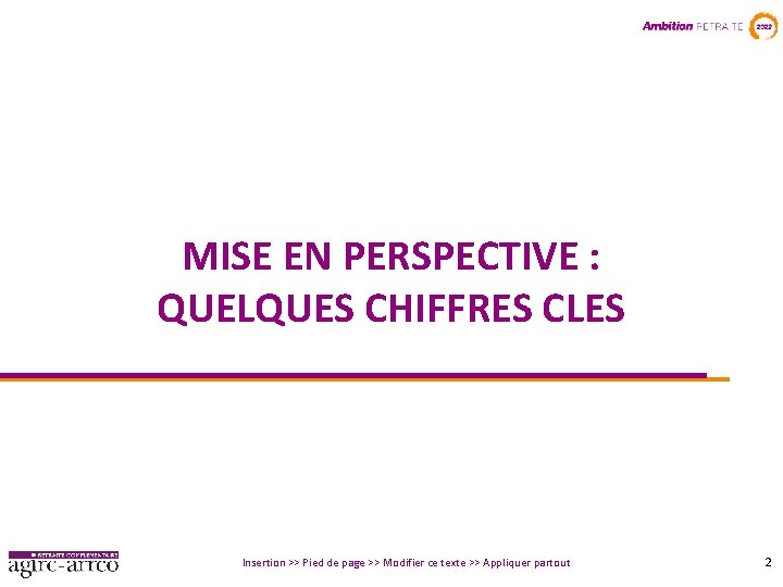 MISE EN PERSPECTIVE : QUELQUES CHIFFRES CLES Insertion >> Pied de page >> Modifier