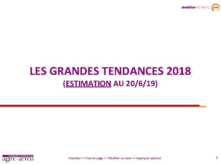 LES GRANDES TENDANCES 2018 (ESTIMATION AU 20/6/19) Insertion >> Pied de page >> Modifier