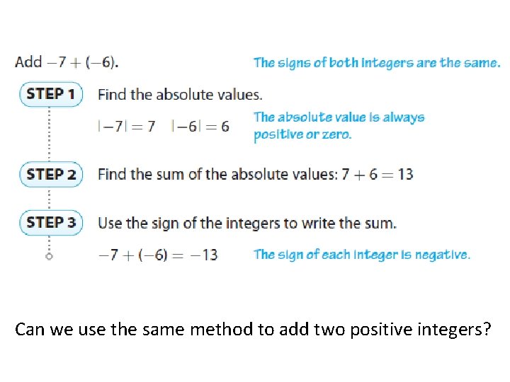 Can we use the same method to add two positive integers? 