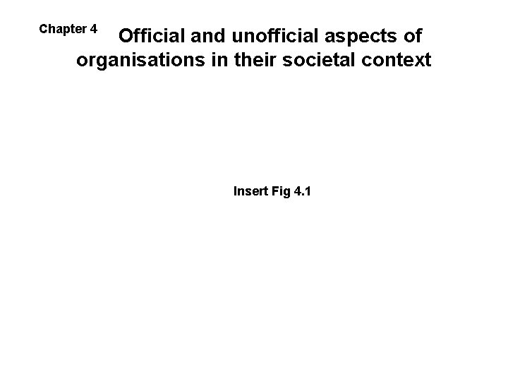 Chapter 4 Official and unofficial aspects of organisations in their societal context Insert Fig Chapter 4 Official and unofficial aspects of organisations in their societal context Insert Fig