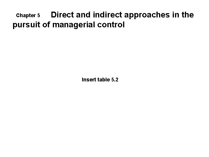 Direct and indirect approaches in the pursuit of managerial control Chapter 5 Insert table Direct and indirect approaches in the pursuit of managerial control Chapter 5 Insert table