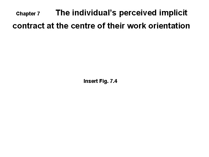 Chapter 7 The individual’s perceived implicit contract at the centre of their work orientation Chapter 7 The individual’s perceived implicit contract at the centre of their work orientation