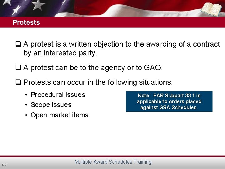 Protests q A protest is a written objection to the awarding of a contract