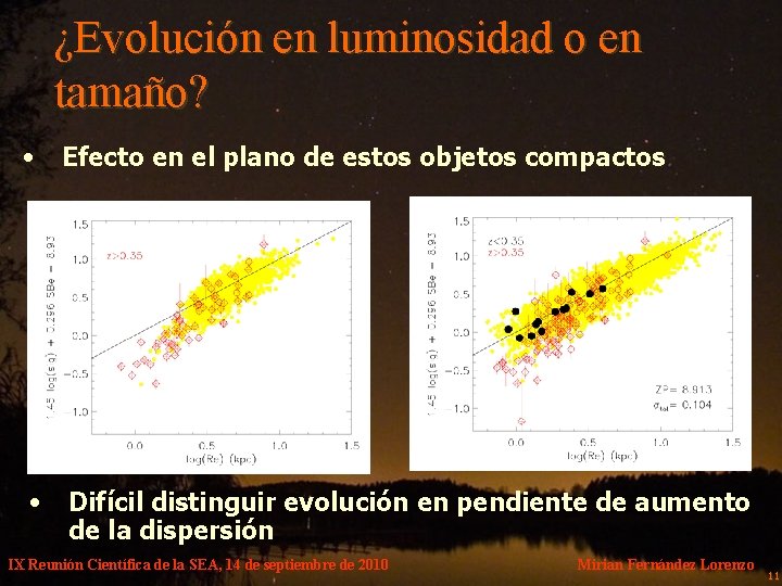 ¿Evolución en luminosidad o en tamaño? • Efecto en el plano de estos objetos