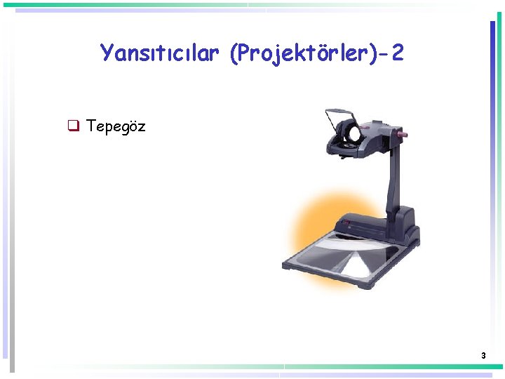 Yansıtıcılar (Projektörler)-2 q Tepegöz 3 