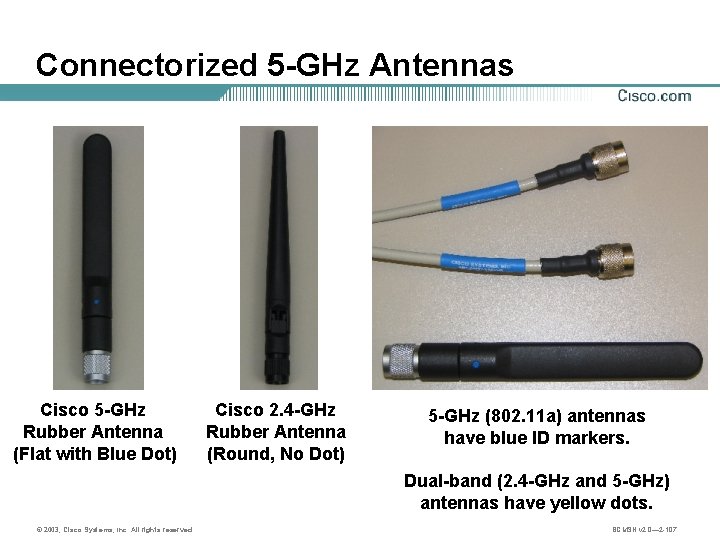 Connectorized 5 -GHz Antennas Cisco 5 -GHz Rubber Antenna (Flat with Blue Dot) Cisco