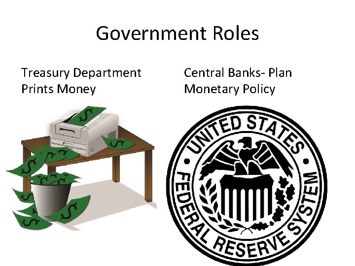 Government Roles Treasury Department Prints Money Central Banks- Plan Monetary Policy 