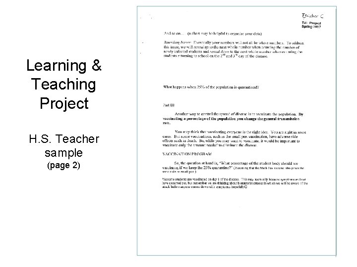  Learning & Teaching Project H. S. Teacher sample (page 2) 