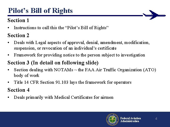 Pilot’s Bill of Rights Section 1 • Instructions to call this the “Pilot’s Bill Pilot’s Bill of Rights Section 1 • Instructions to call this the “Pilot’s Bill