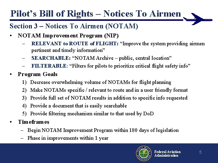 Pilot’s Bill of Rights – Notices To Airmen Section 3 – Notices To Airmen Pilot’s Bill of Rights – Notices To Airmen Section 3 – Notices To Airmen